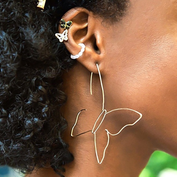 Any 2/$20! Gold Ear Wire Threader Butterfly Silhouette Earrings - Picture 5 of 8